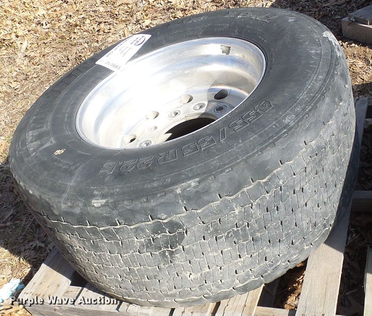 image for item DL0893 (2) Michelin 455/55R22.5 super single tires and wheels