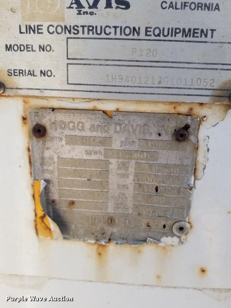 image for item DL4752 1986 Hogg And Davis P120  reel trailer