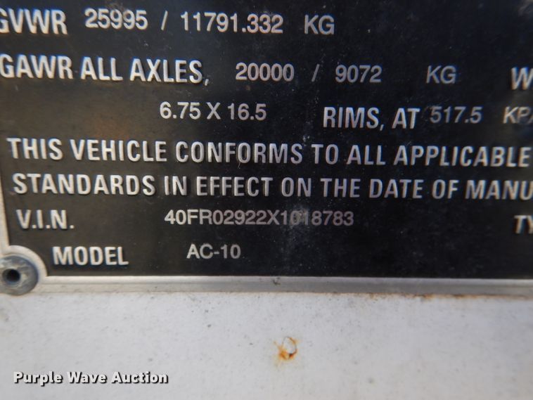 image for item DL4753 1999 Talbert AC10  equipment trailer