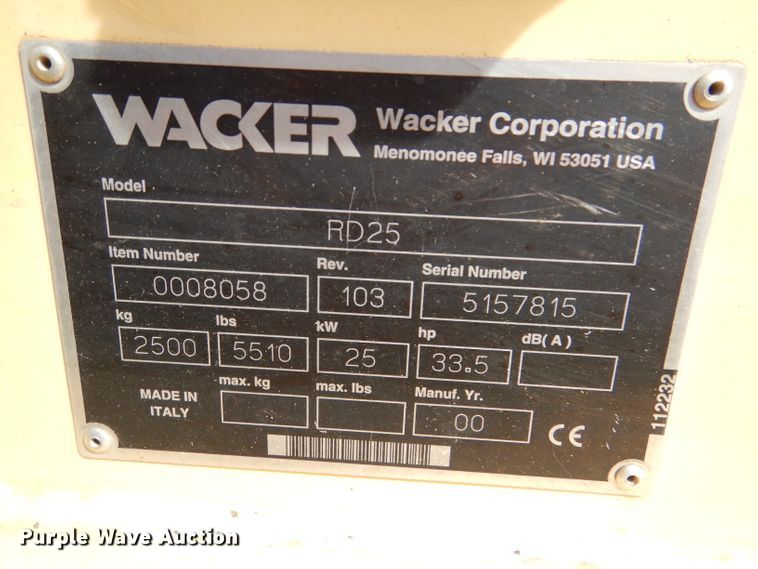 image for item DL4758 2000 Wacker RD25  double drum vibratory roller