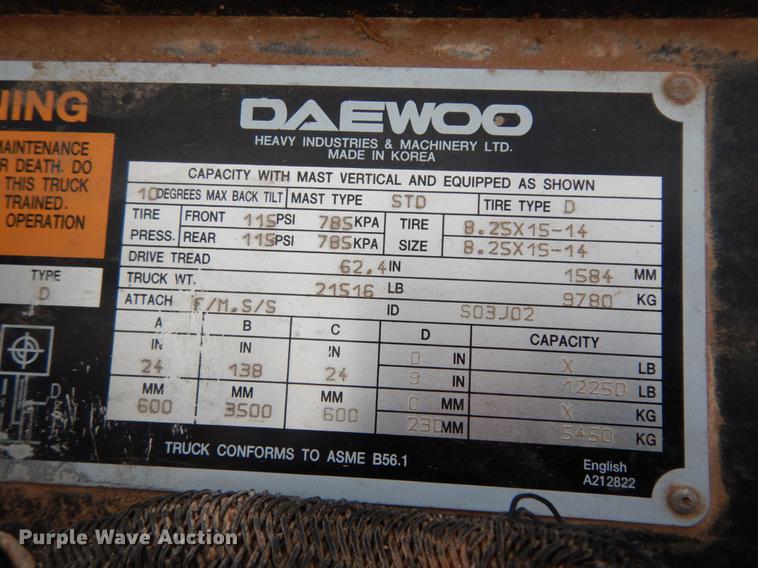 image for item DM2834 2004 Daewoo D60A-2  forklift