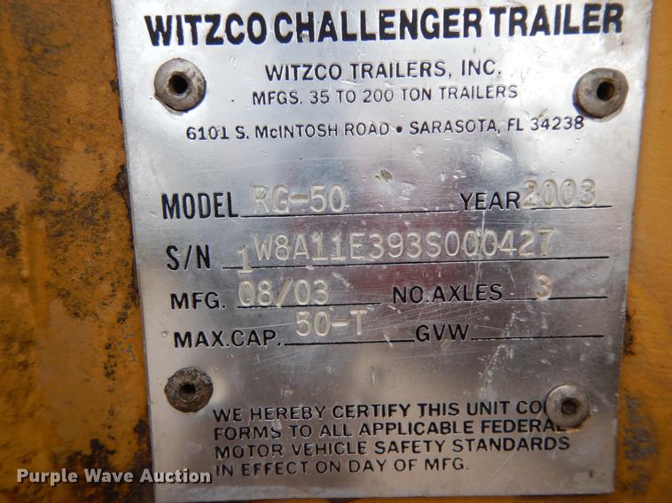 image for item DM2835 2003 Witzco Challenger RG-50  lowboy trailer