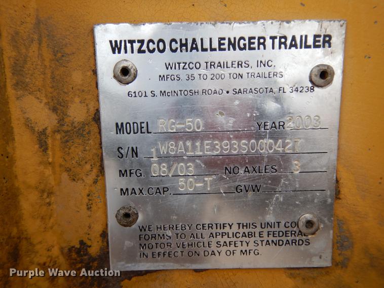 image for item DM2835 2003 Witzco Challenger RG-50  lowboy trailer