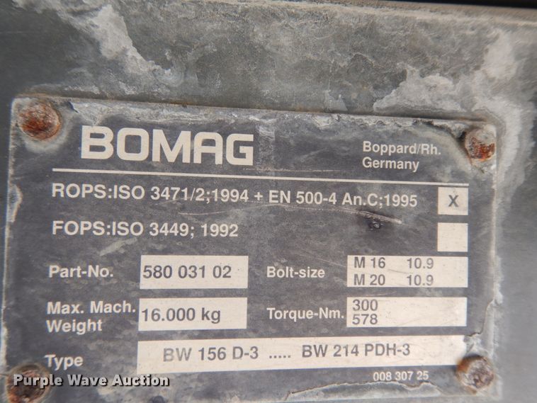 image for item DM2841 1998 Bomag BW156PDH-3  single drum vibratory roller