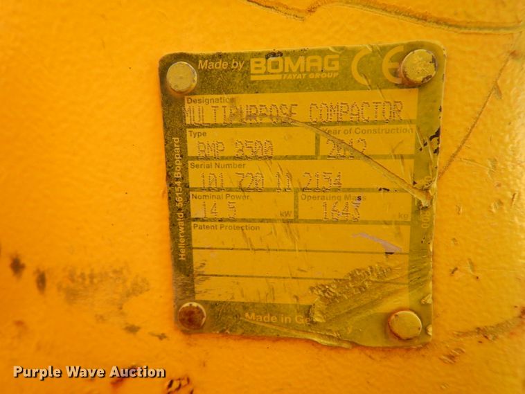 image for item DM2846 2012 Bomag BMP8500  trench compactor