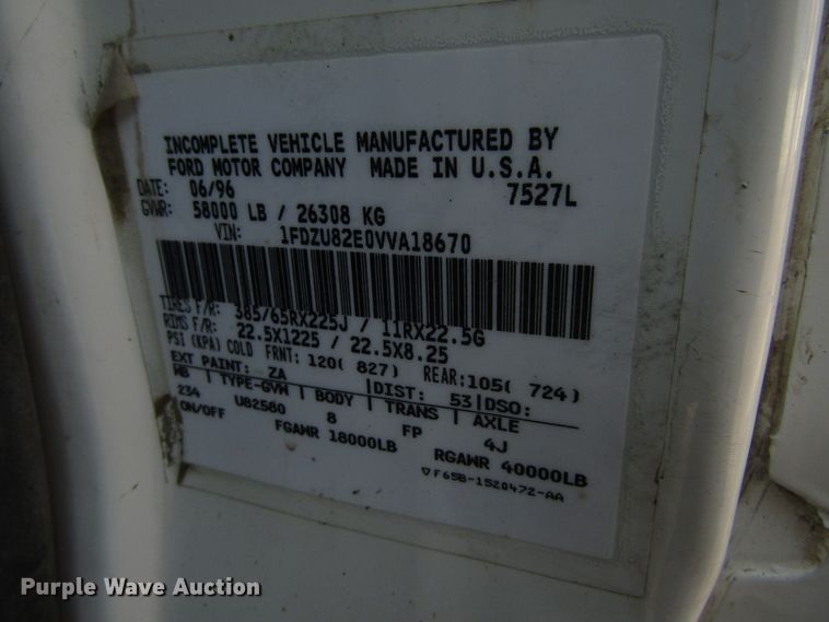 image for item GC9836 1997 Ford L8000  dump truck