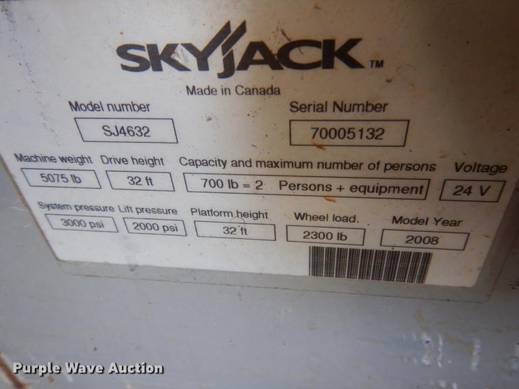 image for item HD9728 2008 Skyjack SJ4632  scissor lift