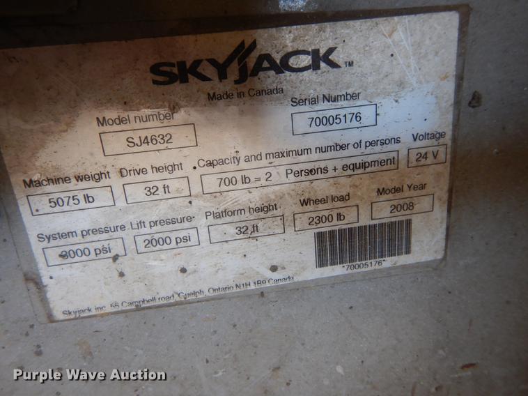 image for item HD9730 2008 Skyjack SJ4632  scissor lift
