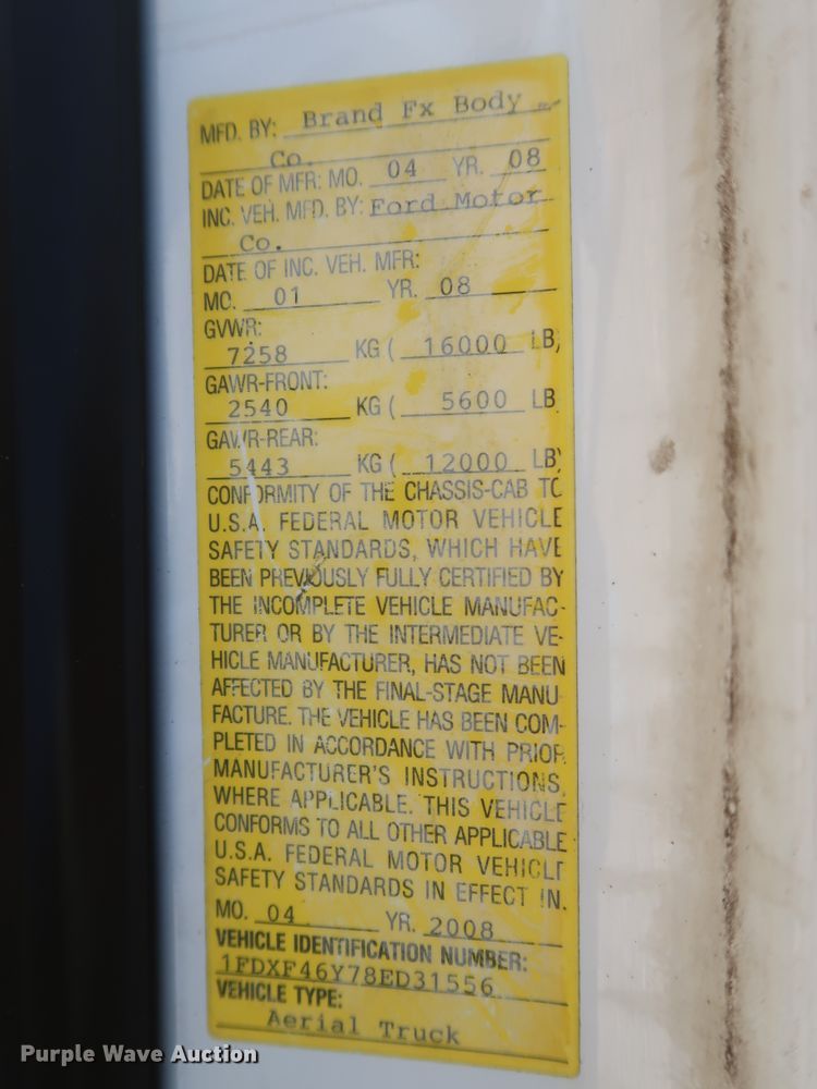 image for item HK9693 2008 Ford F450 Super Duty XL  bucket truck