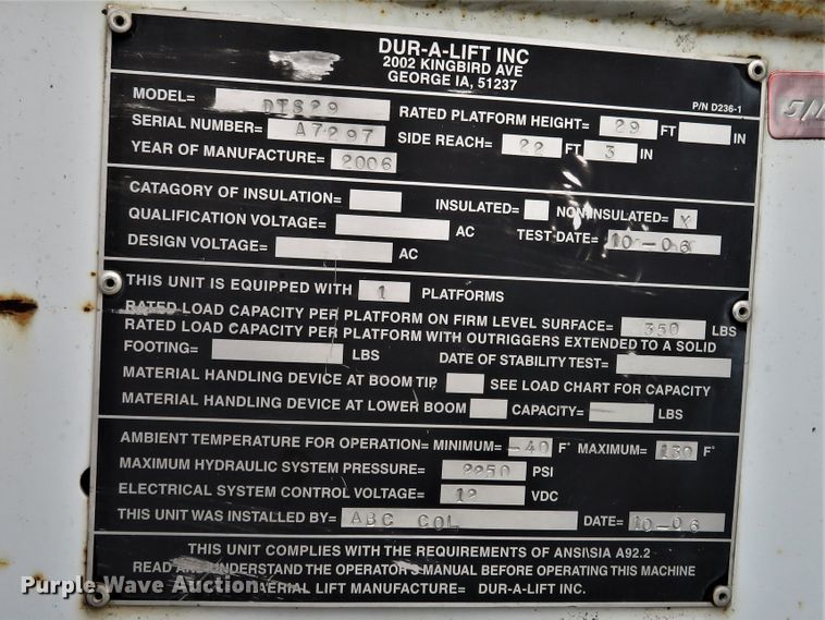 image for item HV9693 2007 Chevrolet C4500  bucket truck