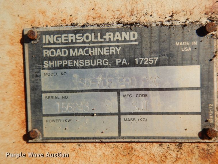 image for item ID9998 Ingersoll Rand SD-70F Pro Pac  single drum roller