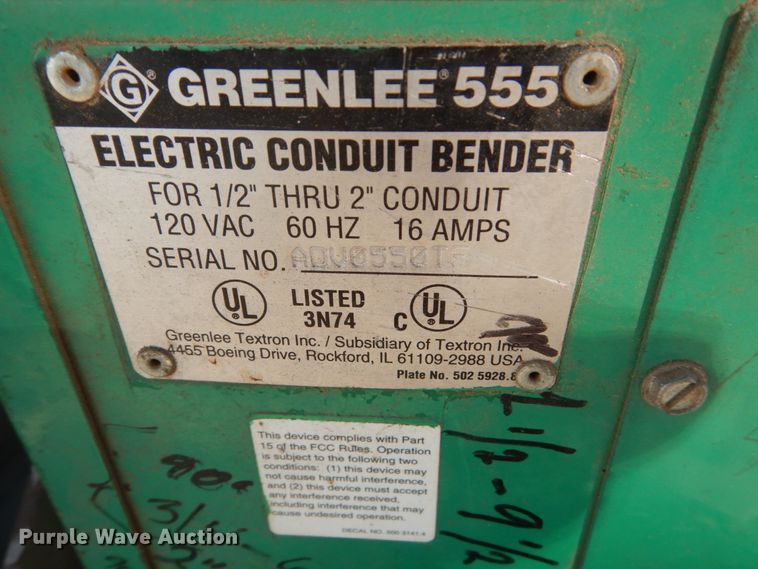 image for item IK9832 (2) Greenlee 555 conduit benders