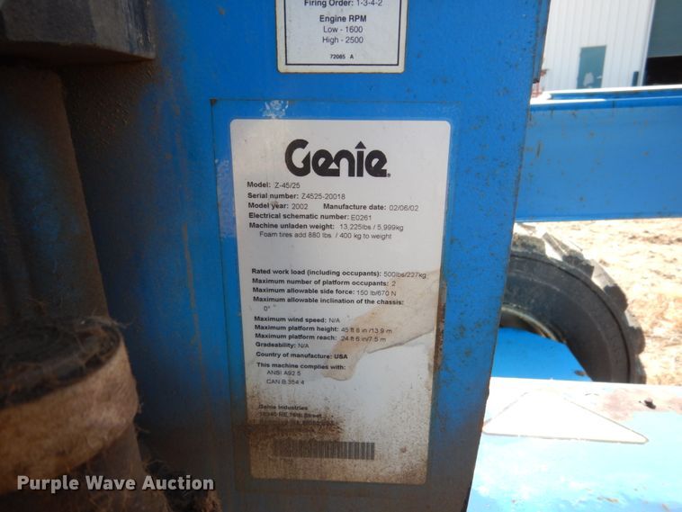 image for item IK9915 2002 Genie Z45/25  boom lift