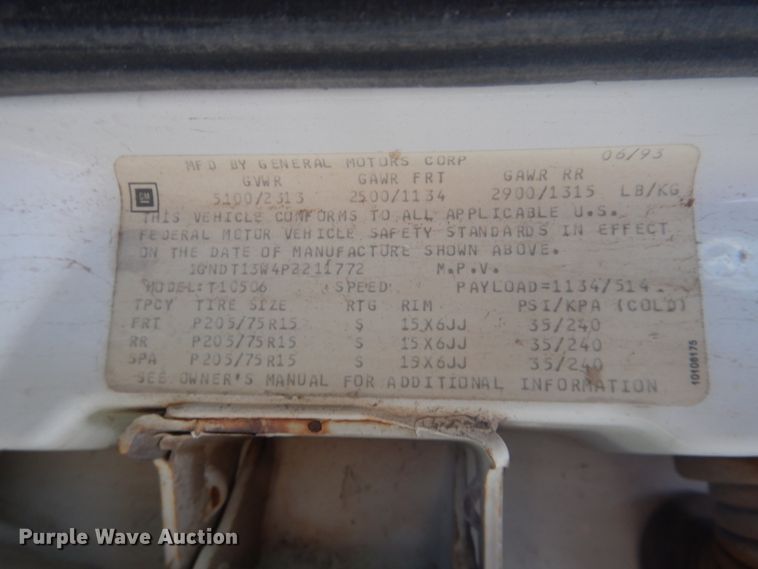 image for item DI5519 1993 Chevrolet S10 Blazer  SUV