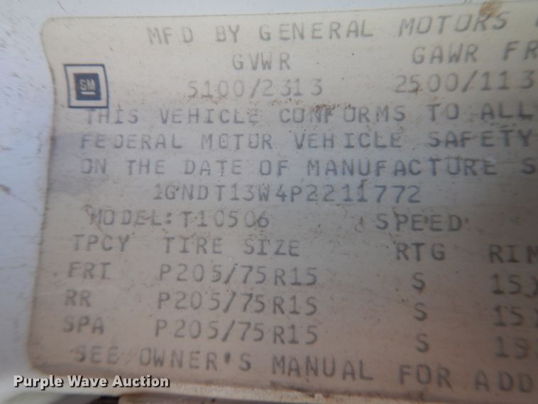 image for item DI5519 1993 Chevrolet S10 Blazer  SUV