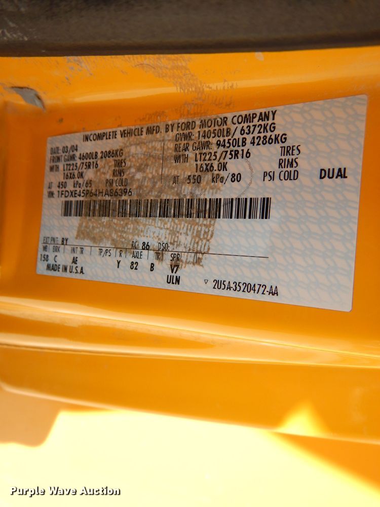 image for item DL4796 2004 Ford E450 Super Duty  school bus