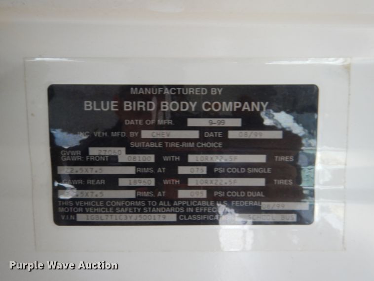 image for item DL4797 2000 Chevrolet Blue Bird  school bus