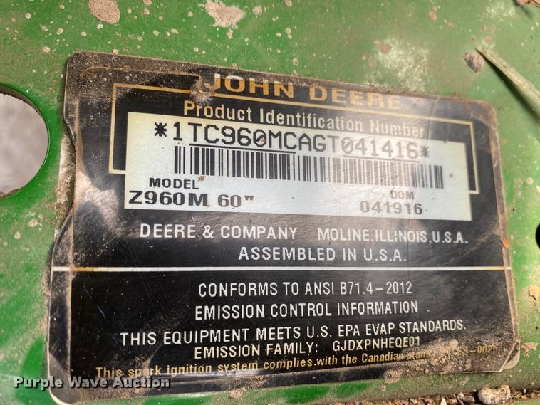 image for item HR9448 John Deere Z960M  ZTR lawn mower