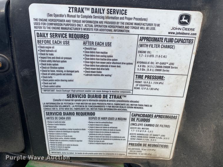 image for item HR9448 John Deere Z960M  ZTR lawn mower