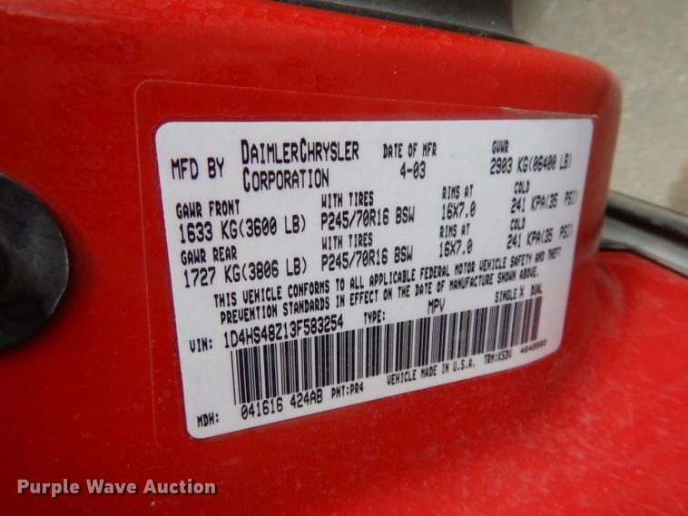 image for item HU9094 2003 Dodge Durango SLT  SUV