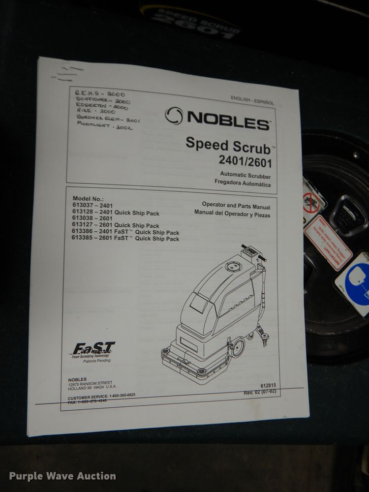 image for item HU9180 (3) Nobles Speed Scrub 2601 floor scrubbers