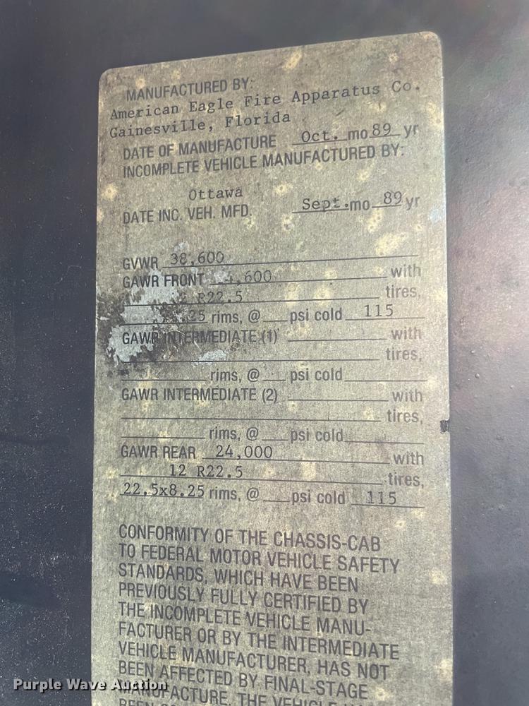 image for item HX9790 1990 Ottawa 08V  pumper fire truck