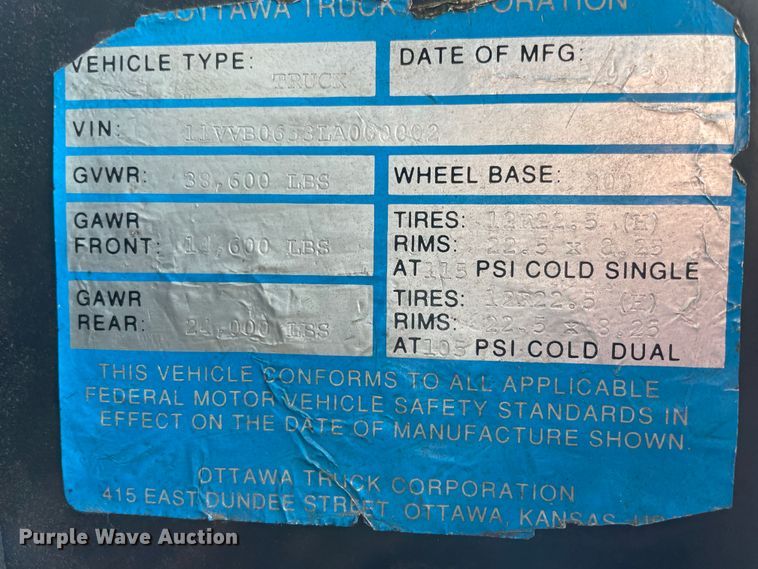 image for item HX9790 1990 Ottawa 08V  pumper fire truck