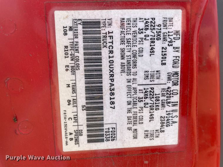 image for item II9279 1994 Ford Ranger  pickup truck