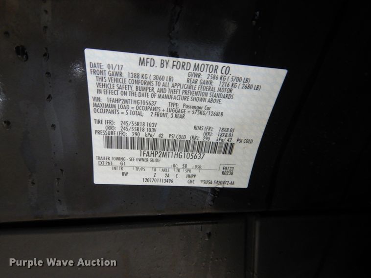 image for item IK9807 2017 Ford Taurus Police