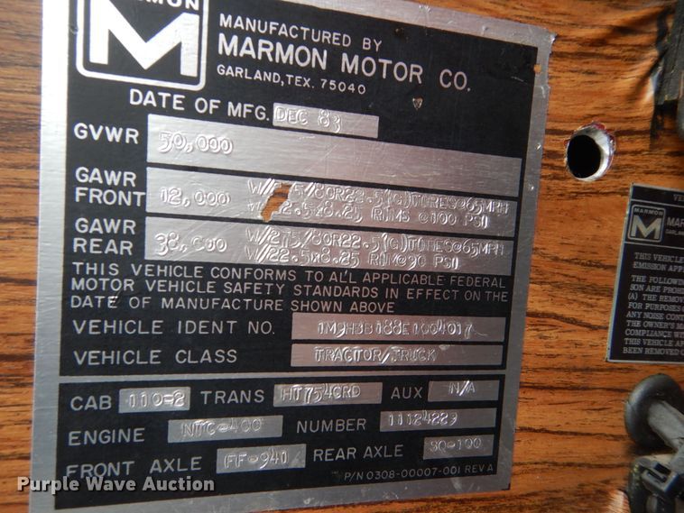 image for item IK9810 1983 Marmon  semi truck
