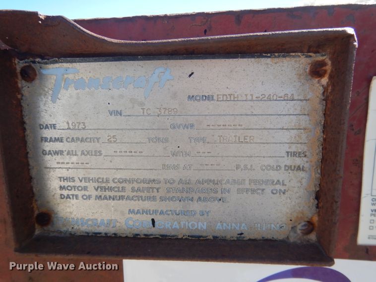 image for item DG4678 1973 Transcraft EDTH 11-240-64  drop deck trailer