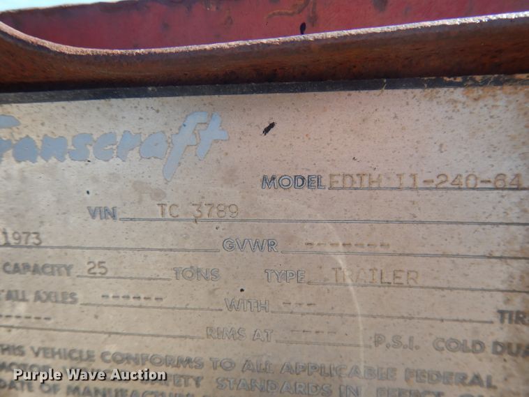 image for item DG4678 1973 Transcraft EDTH 11-240-64  drop deck trailer
