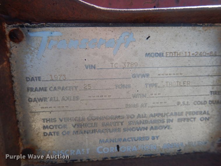 image for item DG4678 1973 Transcraft EDTH 11-240-64  drop deck trailer