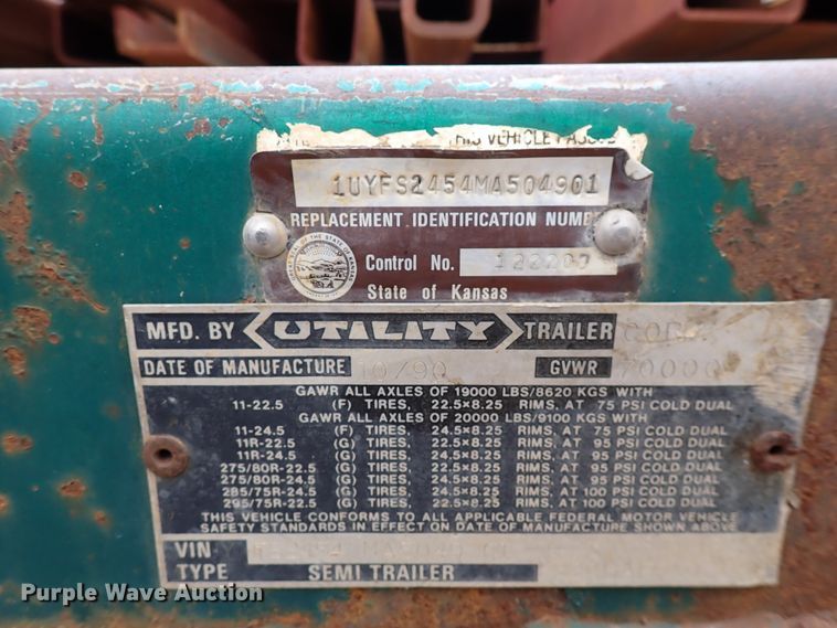 image for item DJ0078 1991 Utility FS2CHAE287 flatbed trailer