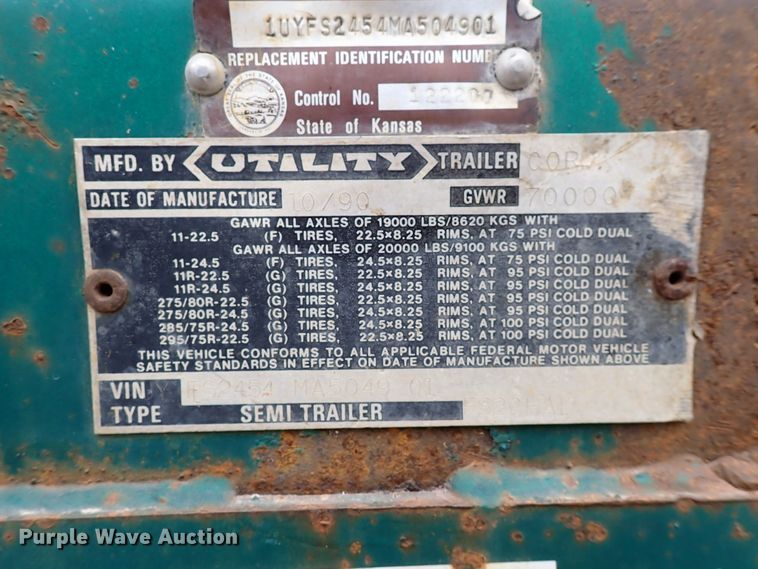 image for item DJ0078 1991 Utility FS2CHAE287 flatbed trailer