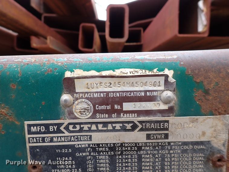 image for item DJ0078 1991 Utility FS2CHAE287 flatbed trailer