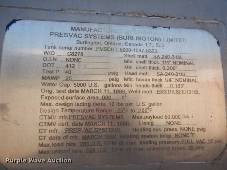 image for item HD9079 1997 Presvac Systems Limited vacuum trailer