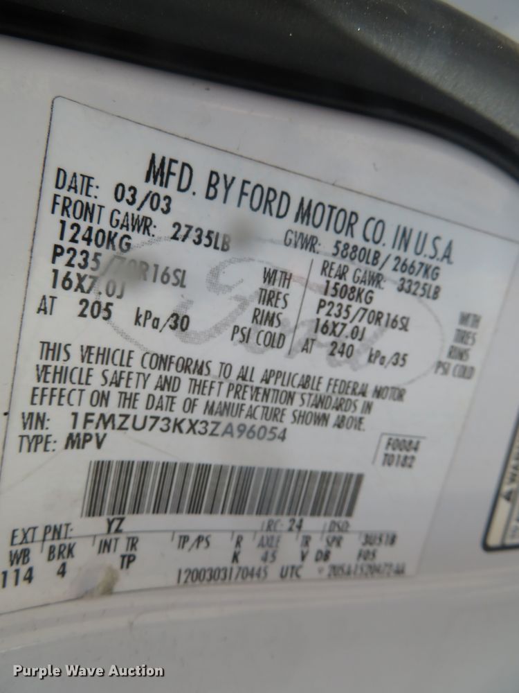 image for item DH0748 2003 Ford Explorer XLT  SUV