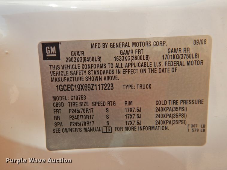 image for item DJ8343 2009 Chevrolet Silverado 1500  Ext. Cab pickup truck