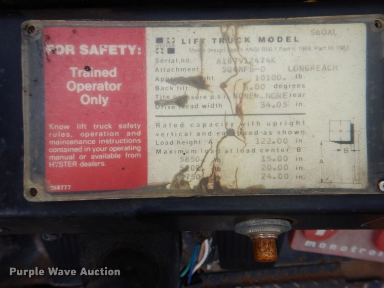 image for item DJ8720 Hyster S60XL  forklift