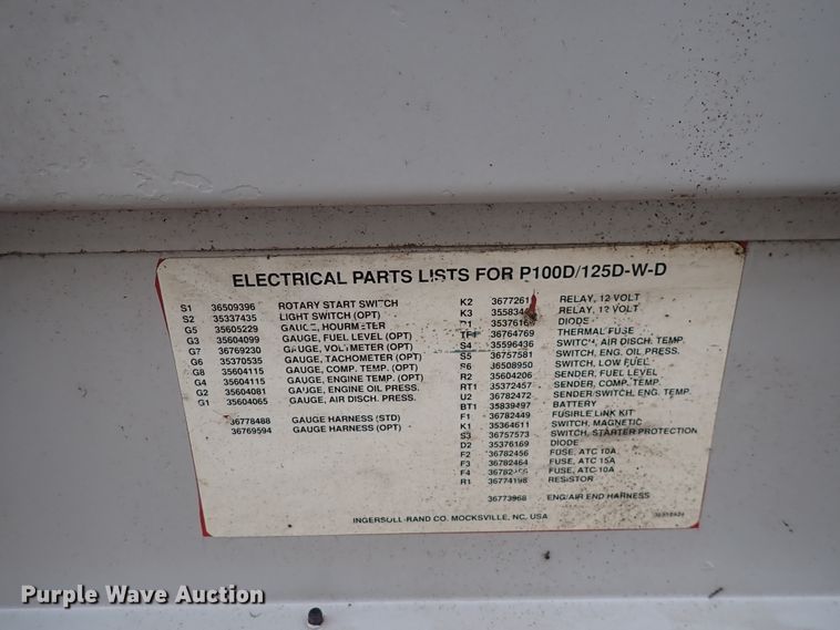 image for item DK4548 Ingersoll Rand P100DWD  air compressor