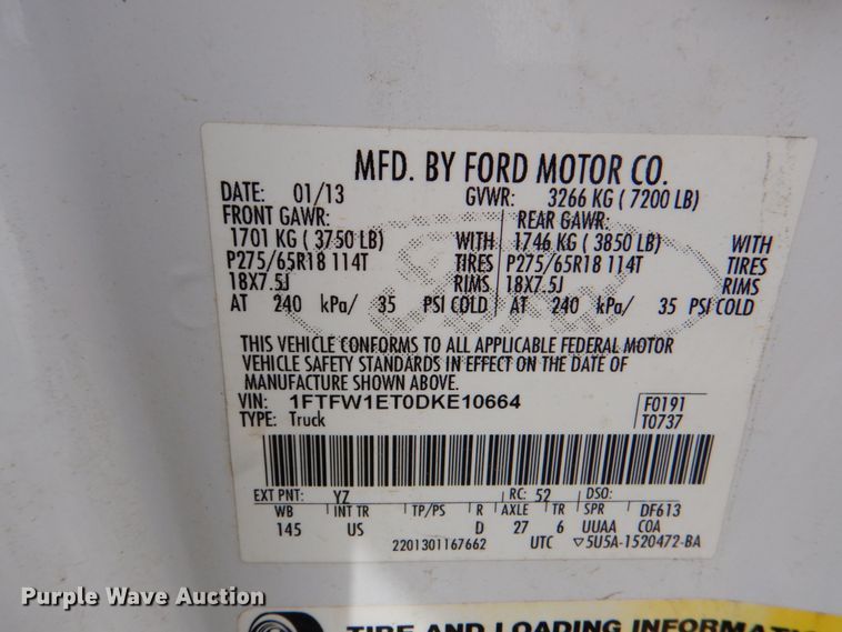 image for item DK5544 2013 Ford F150 XLT  SuperCrew pickup truck