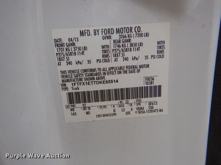 image for item DK5547 2013 Ford F150 XLT  SuperCab pickup truck