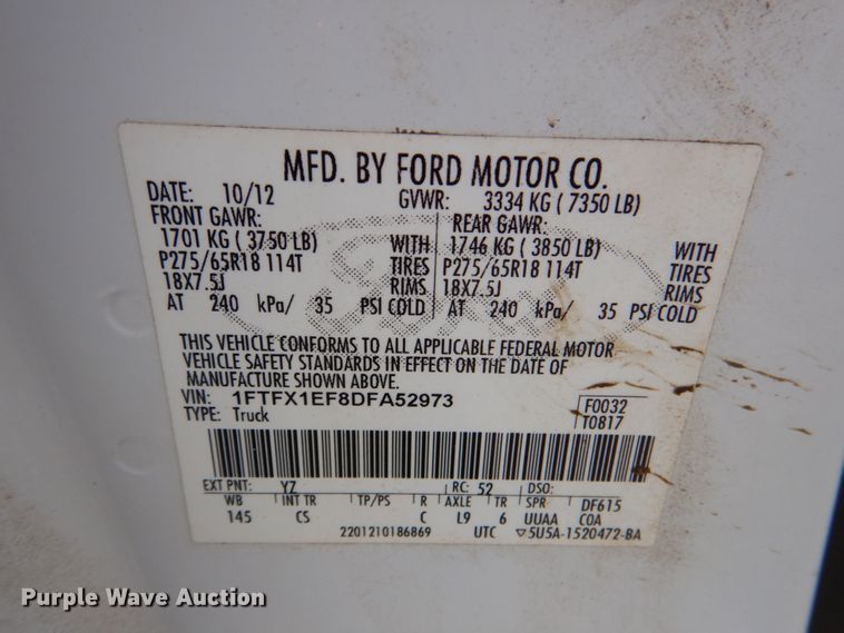 image for item DK5556 2013 Ford F150 STX  SuperCab pickup truck