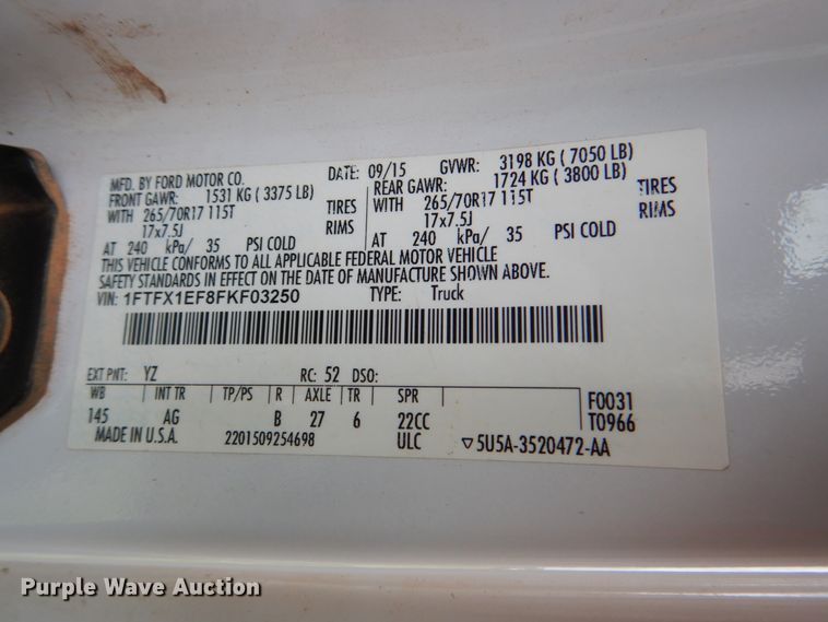 image for item DK5559 2015 Ford F150 XL  SuperCab pickup truck