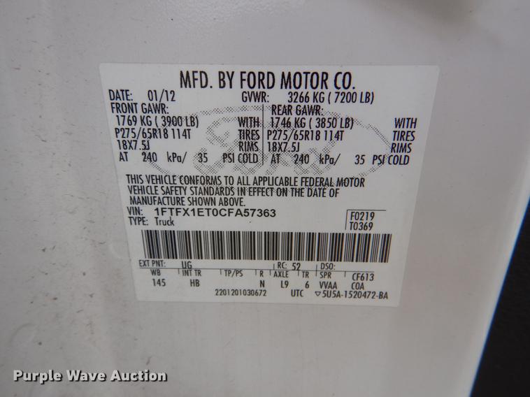 image for item DK5561 2012 Ford F150 Lariat  SuperCab pickup truck