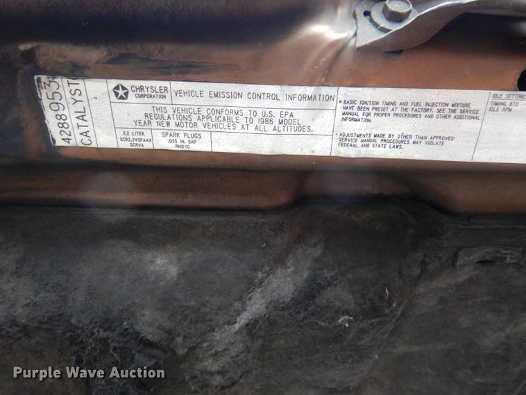 image for item DL4834 1986 Chrysler Lebaron