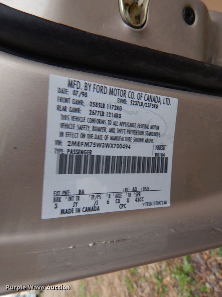 image for item DL4893 1998 Mercury Grand Marquis LS  passenger vehicle