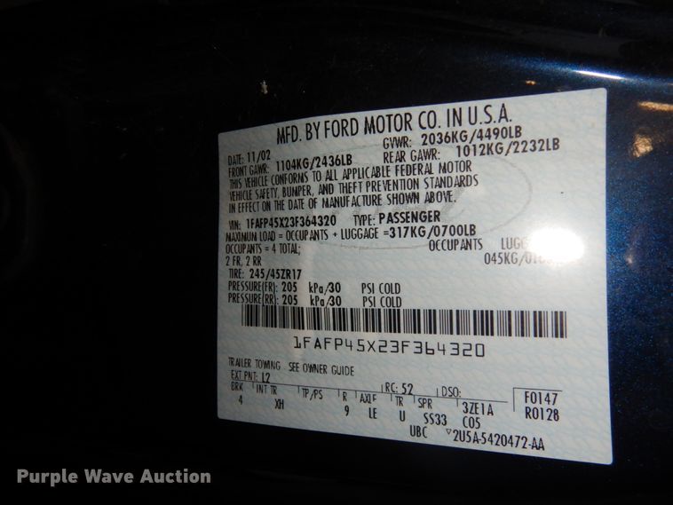 image for item DM2858 2003 Ford Mustang GT  convertible