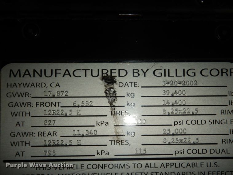 image for item DM2863 2002 Gillig C20B096N4  coach bus